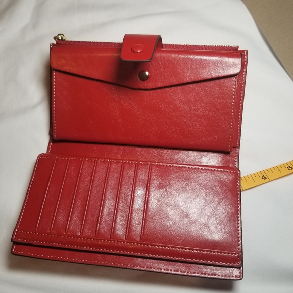 Itslife Womens RFID Blocking Large Capacity Burgundy Leather Wallet - Picture 6 of 7